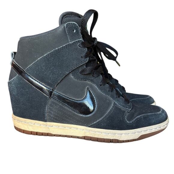 Nike Dunk Sky Hi "Black Gum-Essential" Sneaker Wedges Retro Sport size 8 - Picture 1 of 16